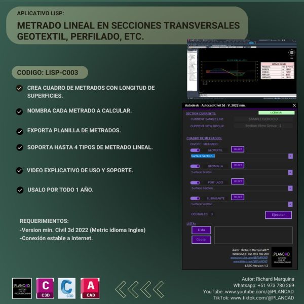 LISP-C003: METRADO LINEAL EN SECC TRANSVERSALES