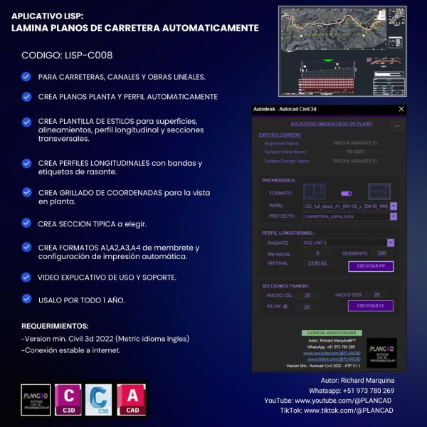 LISP-C008: LAMINA PLANOS AUTOM. CARRETERAS
