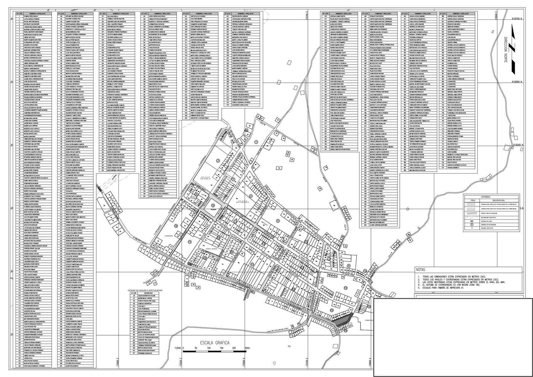Plano de lotización con manzaneo y beneficiarios